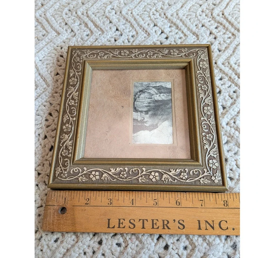 Vintage Ornate Gold Floral Square Frame Classical Sketch Art Renaissance Style